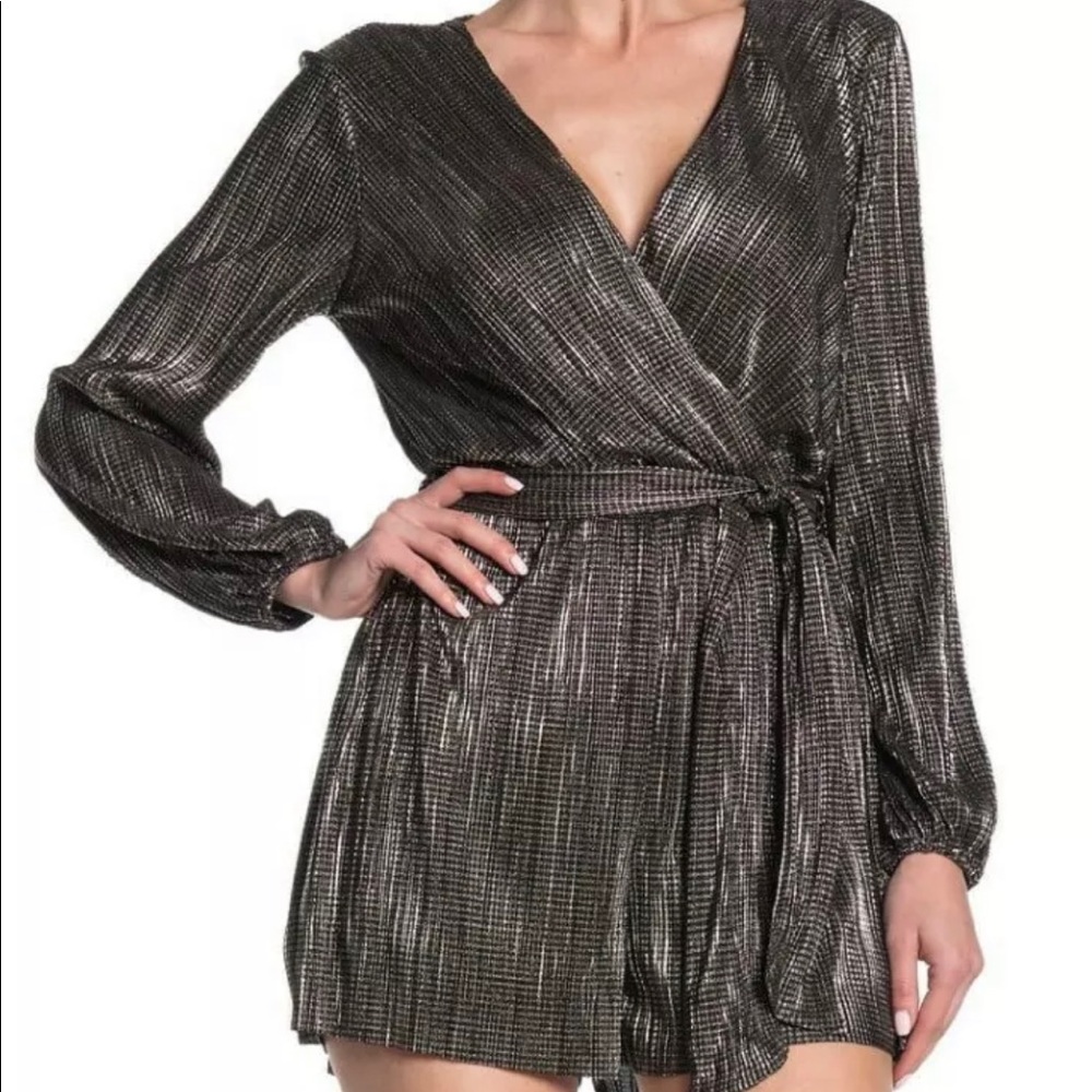LUSH Black & Gold Metallic Romper, size S. Brand new with tags.